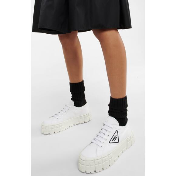 Prada Double Wheel Re-Nylon Trainer White Size 37.5 Platform Sneakers Fashion - Picture 2 of 16